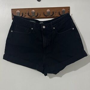 wild fable Black High-Rise Cuffed Denim Shorts